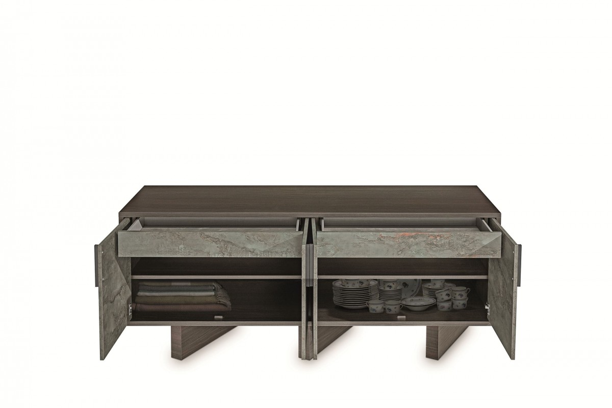 Modern Grey Volcano and Eucalyptus Oak Buffet - Click Image to Close